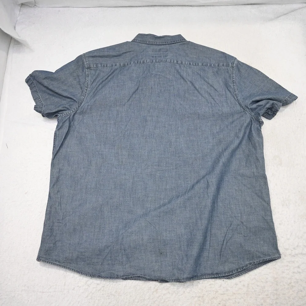 Banana Republic Button Up Mens‎ XXL Slim Fit Blue Chambray Short Sleeve Shirt